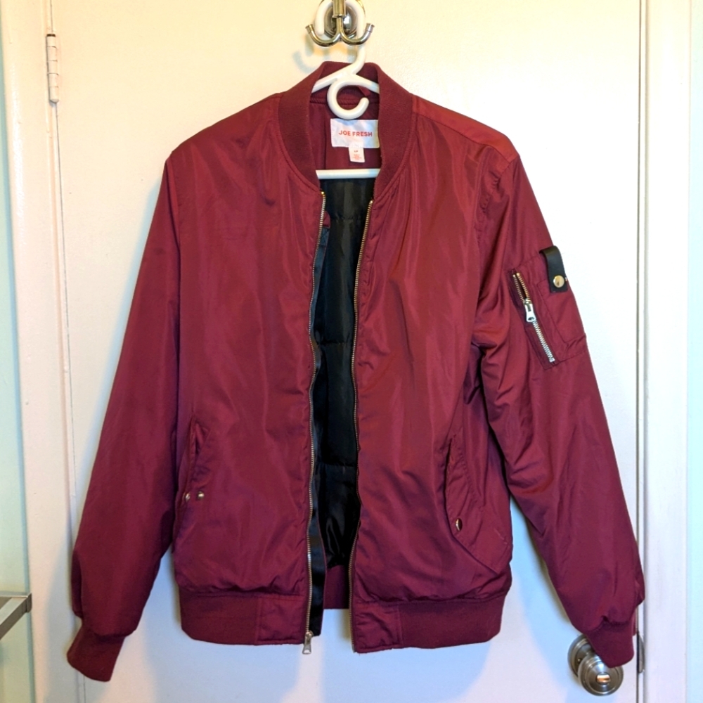Men's Burgundy Bomber Style Jacket